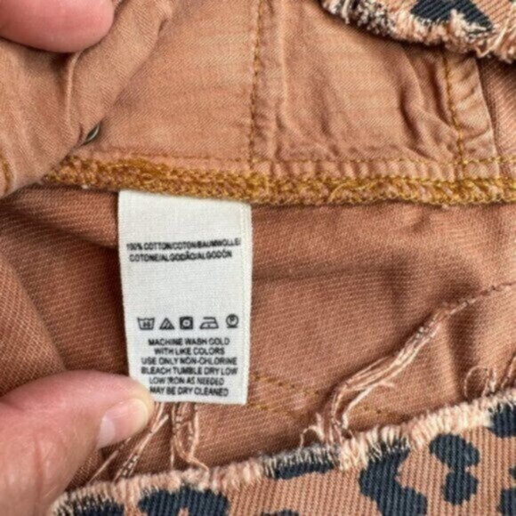 Free People | We The Free Leopard Print Denim Mini Skirt Size 26 - Picture 7 of 7